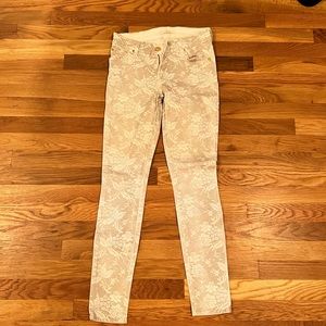 7 for all mankind gold and white floral jeans